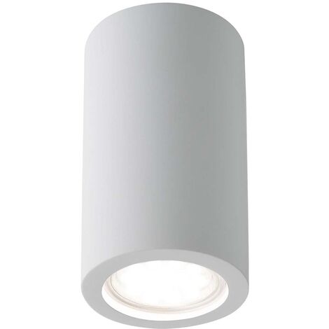 Plafonnier encastrable cylindrique plâtre blanc non peint / acier, dimmable