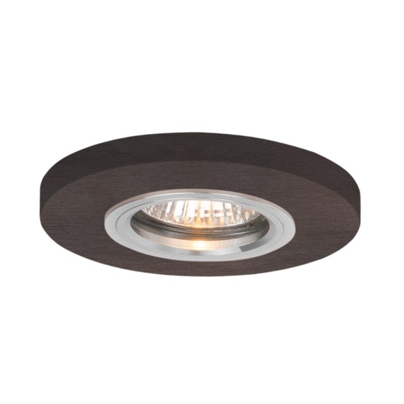 Plafonnier encastrable en Hêtre teinté Noyer Disque Bois 10 cm VITAR