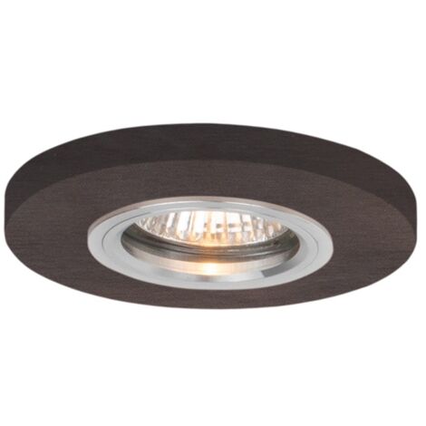 Plafonnier encastrable en Hêtre teinté Noyer Disque Bois 10 cm VITAR