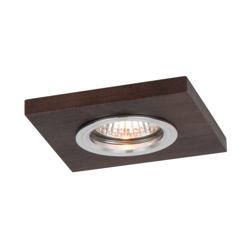 Plafonnier encastrable en Hêtre teinté Noyer Plaque Bois 10 cm VITAR