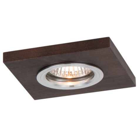 Plafonnier encastrable en Hêtre teinté Noyer Plaque Bois 10 cm VITAR