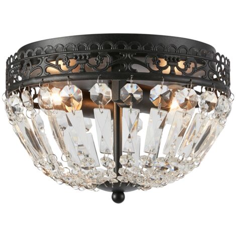 Plafonnier encastre 2xe14 cristal noir  25 cm  markslojd - etienne 88854939 88854939 88854939 88854939