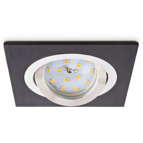 Plafonnier encastré, carré, noir, orientable, 1xGU10 50W IP20, OH28 Kobi