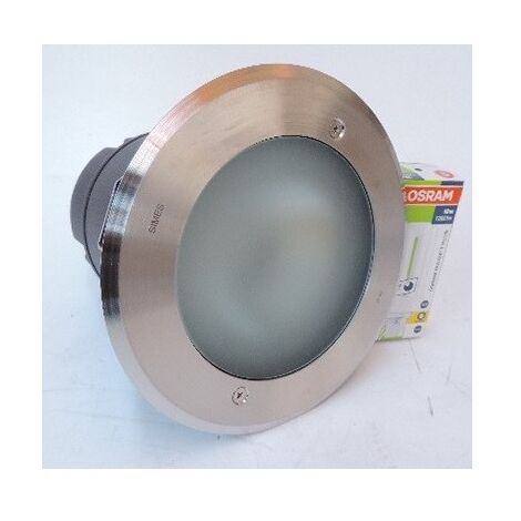 Plafonnier encastré fluo 1x18W Ø 210mm inox avec lampe GX24q-2 ballast 230V étanche IP65 ZIP DOWNLIGHT SIMES S.5843.19