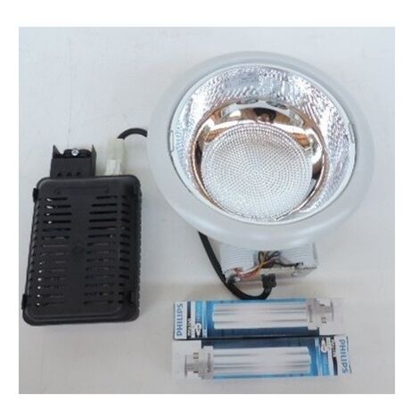 Plafonnier encastré fluo 2x26W Ø 230mm blanc – Ballast déporté 230V – IP20 – Corps zamak injecté – Réflecteur aluminium haute brillance – 128601 – Trajectoire - G24q-3