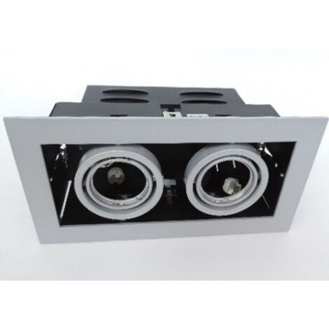 Plafonnier encastré rectangle 254X134X126mm 2 spots orientables lampes MR16 GU5.3 50W max 12V (non incl) IP20 DEKO LIGHT 850065