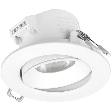 Plafonnier encastré tilt KRAO IP44 Phase coupée C LED SMD AC 9W 750lm/850lm/800lm CRI80 2700K/3000K/4000K 38º Blanc