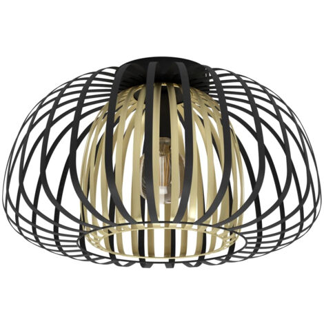 Plafonnier Encinitos Noir, Or H: 26 Ø: 45cm Dimmable