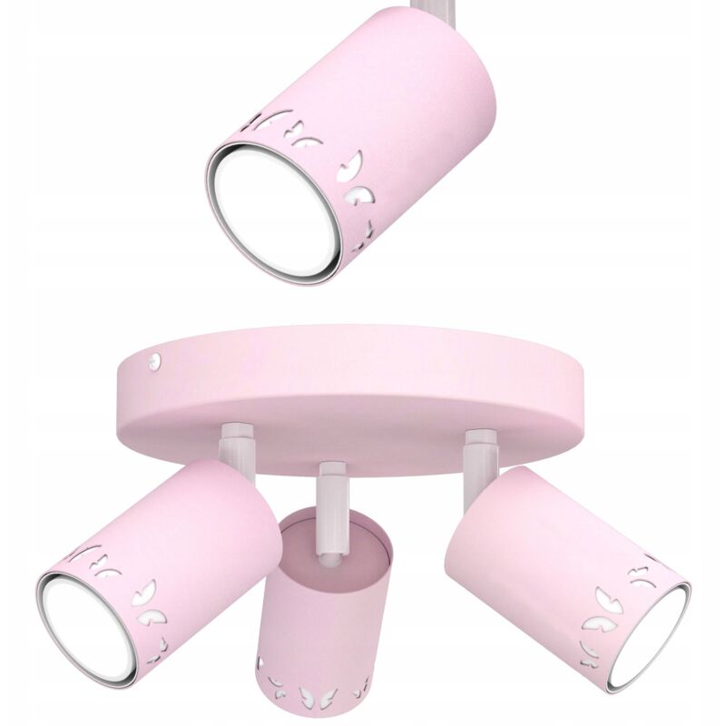 Plafonnier Enfant Plafon Spot Pour Fille Led Gu10 Papillons Rose