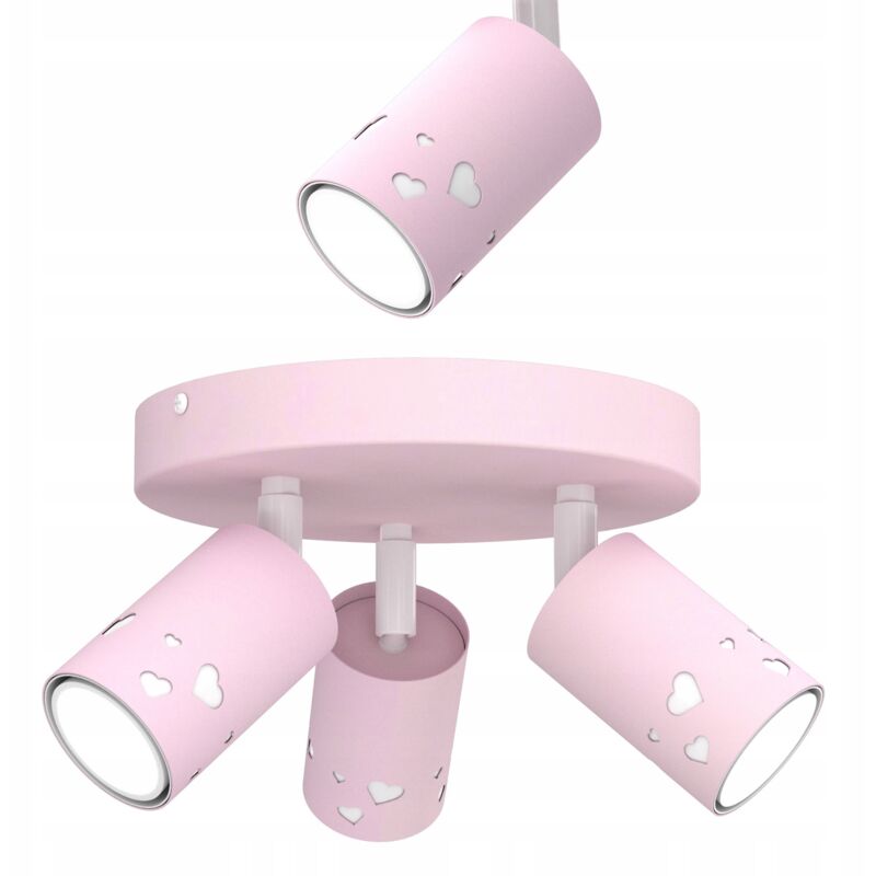 Plafonnier Enfant Spot Fille Led Gu10 Coeur Rose