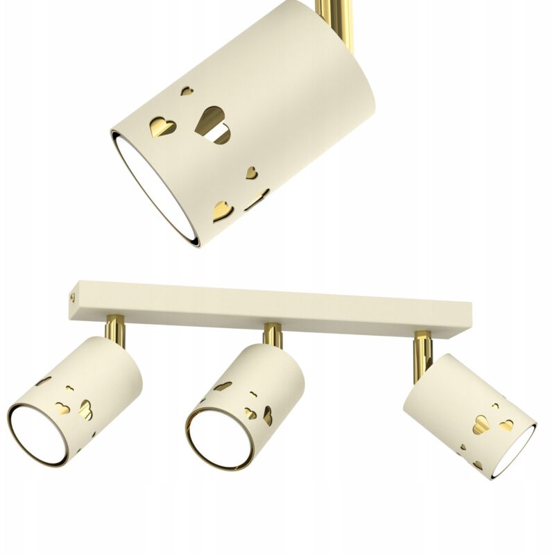 Plafonnier Enfant Spot Led Beige Coeur Écru Doré Gu10