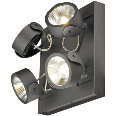 Plafonnier et applique int. KALU quadruple en carré noir LED 60W 3000K 60° - SLV - 1000135