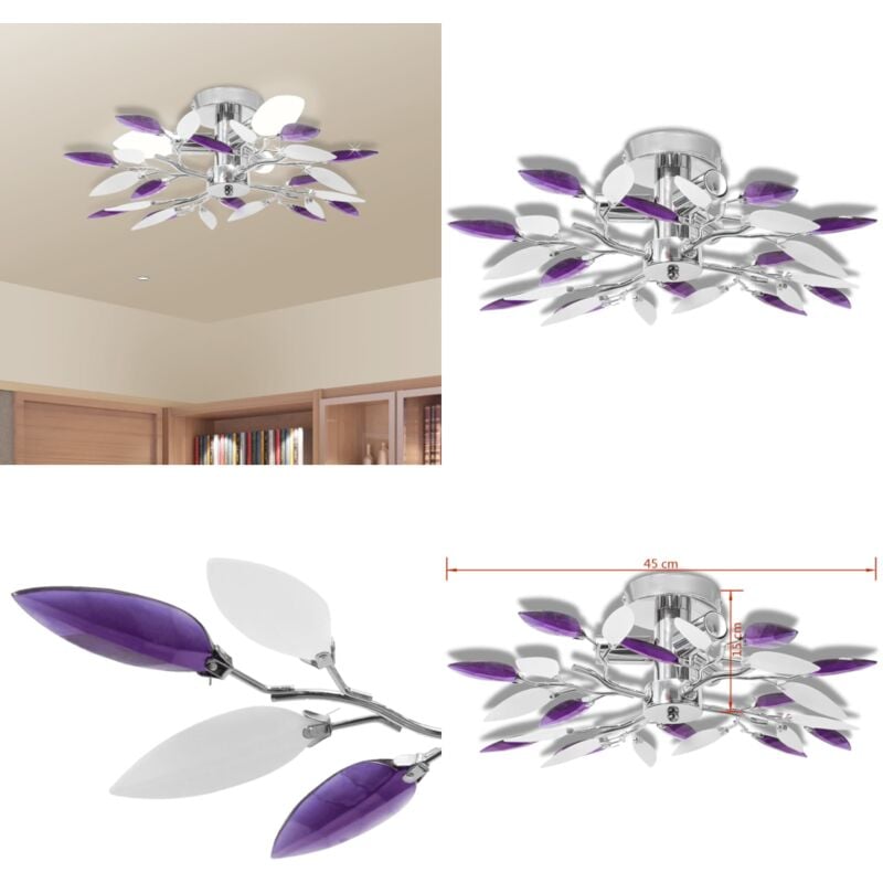 Plafonnier et bras en forme de feuille Acrylique 3 ampoules E14 - lustre - lustres - Home & Living - Multicolore