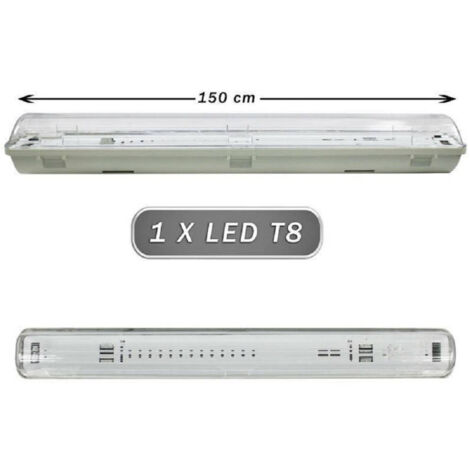 Plafonnier étanche 1 Tube Led Néon T8 G13 150cm Plafond Mural Ip65 T8-150ss
