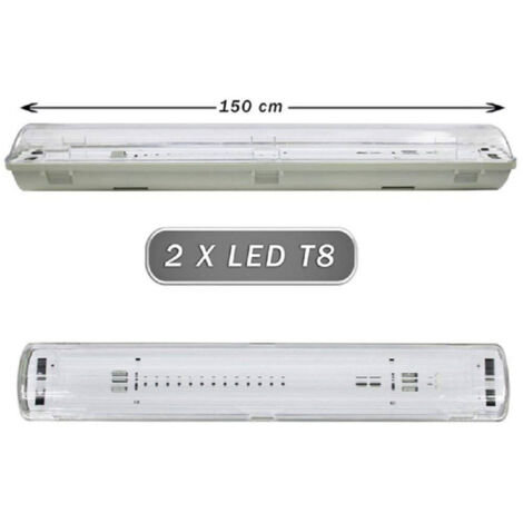 Plafonnier étanche 2 Tubes Néons T8 G13 150 Cm Mur-plafond Ip65 T8-150s