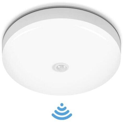 Plafonnier étanche, avec détecteur capteur de mouvement Lampe de Plafond LED Rond, intérieure lampe de salle de bain ronde carré 12W pour cuisine Cuisine Chambre Couloir, Blanc froid (Rond (12W))