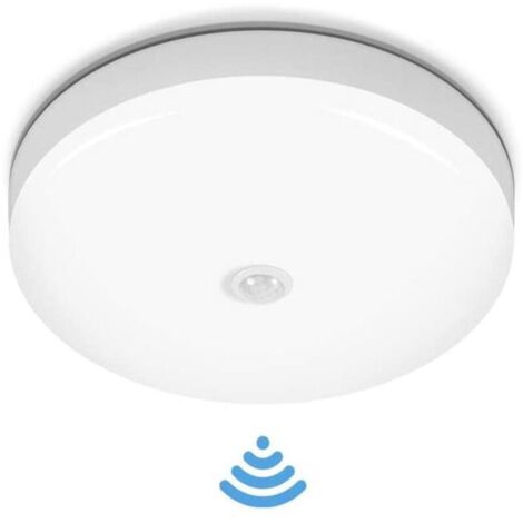 Plafonnier étanche, avec détecteur capteur de mouvement Lampe de Plafond LED Rond, intérieure lampe de salle de bain ronde carré 12W pour cuisine Cuisine Chambre Couloir, Blanc froid (Rond (12W))