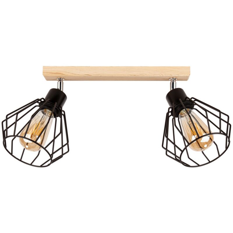 Epikasa - Plafonnier Eufrate, Bois, Métal, Marron, Noir, 18x50x25 cm