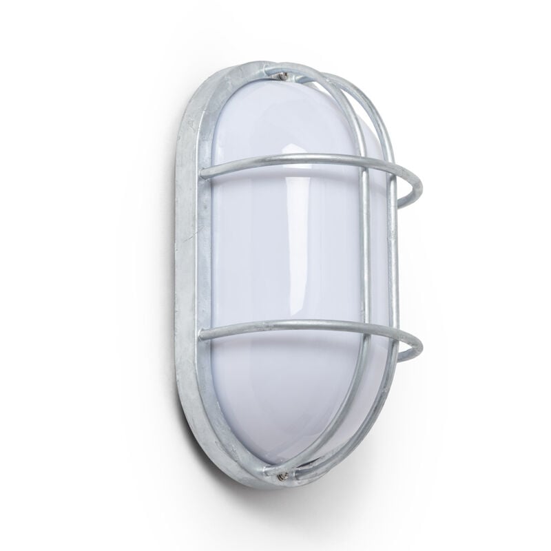 Plafonnier Extérieur Ovale 260x146 mm Hublot Acier Galvanisé Fjord Argent