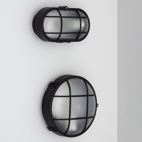 Plafonnier Extérieur Ovale à Grille  220x120 mm Noir