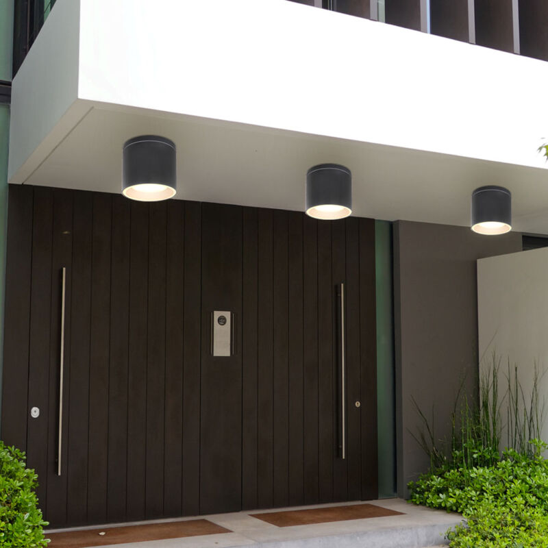 Plafonnier extérieur plafonnier moderne plafonnier rond verre jardin IP44, anthracite, 1x GX53 led, DxH 10,8x9,6 cm