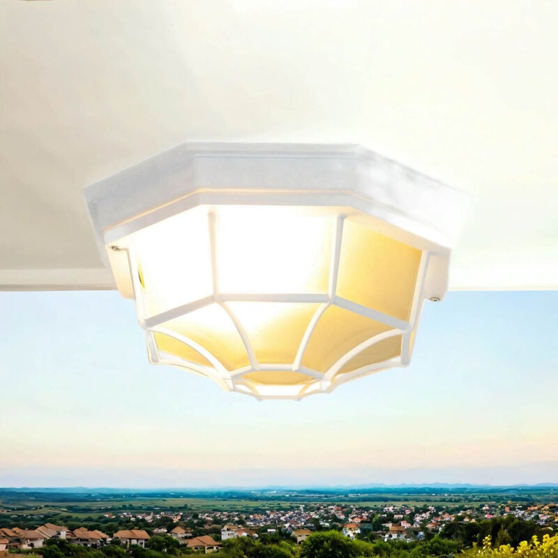 Plafonnier d'extérieur Milano blanche au design rétro dans le style maritime Ø35,5cm étanche IP44 - Blanc