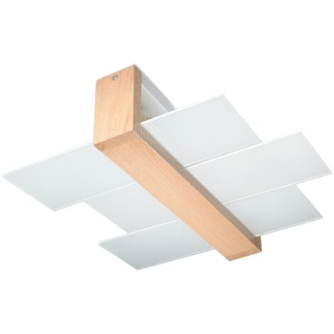 Plafonnier Feniks bois, verre 2xE27 Sollux