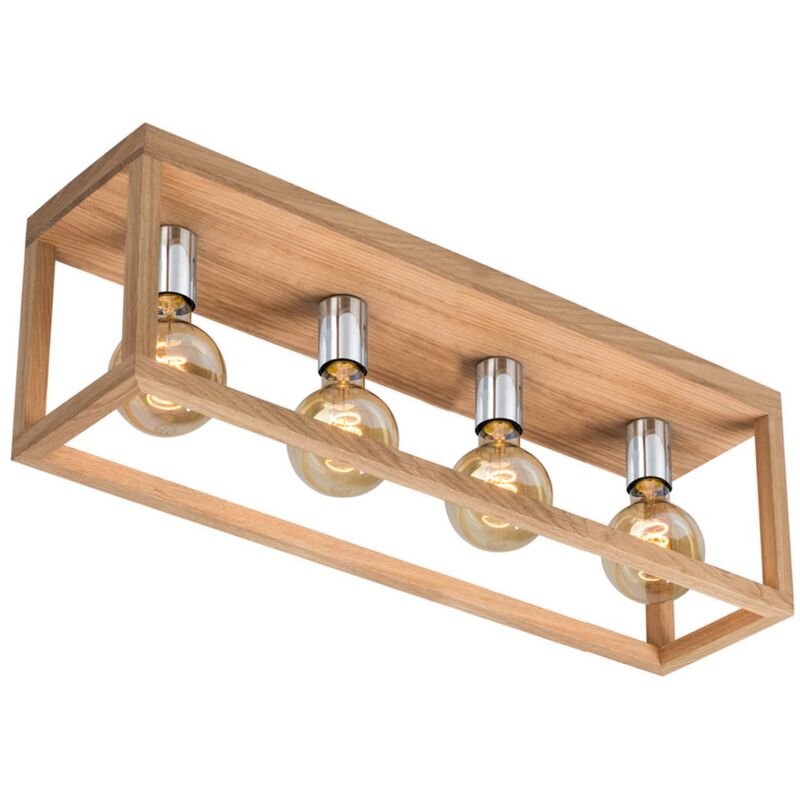 Epikasa - Plafonnier Filippo, Bois, Métal, Argent, Marron, 20x68x25 cm