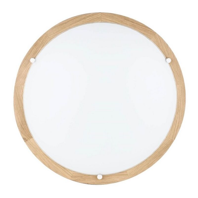 Plafonnier Frida, Bois, Métal, Verre, Chêne, Métal, Transparent, 45x45x15 cm