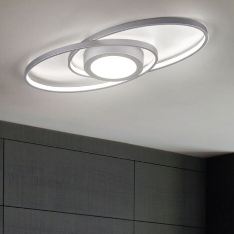 Plafonnier Galaxy Double Spirale Titane Led 27w Eclairage Trio Dimmable