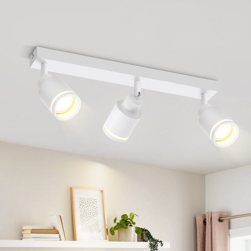 Plafonnier GBLY Spot de Plafond Blanc Moderne : Spot de Plafond Orientable à 3 Ampoules Lampe de Couloir Plafonnier GU10 Spot Mural d'intérieur en