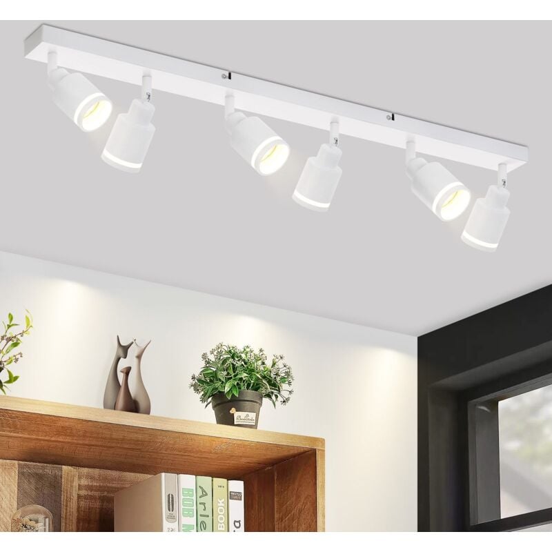 Gbly - Plafonnier Spot de Plafond Blanc Moderne : Spot de Plafond Orientable à 6 Ampoules Lampe de Couloir Plafonnier GU10 Spot Mural d'intérieur en
