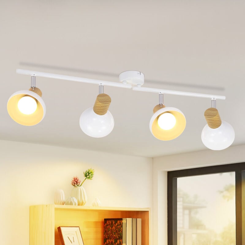 Plafonnier Gbly Spot de Plafond Couloir Vintage - Plafonnier 4 Ampoule Spot Intérieur Abat-Jour en Fer Industriel Lampe de Couloir E14 Spot Blanc