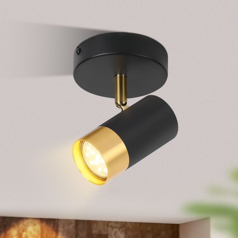 Plafonnier Gbly Spot de Plafond de Cuisine GU10 - Noir Or Spot Mural de Couloir Spot Rotatif à 350° Lampe de Couloir Rétro Vintage pour Cuisine Salon