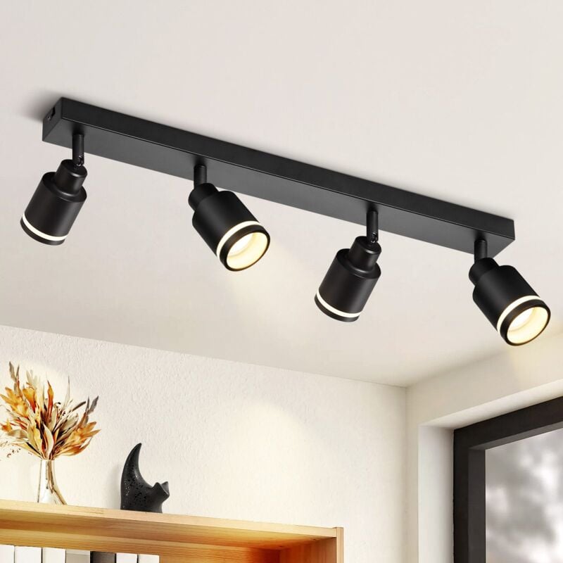 Plafonnier Gbly Spot de Plafond Noir Moderne : Spot de Plafond Orientable à 4 Ampoules Lampe de Couloir Plafonnier GU10 Spot Mural d'intérieur en