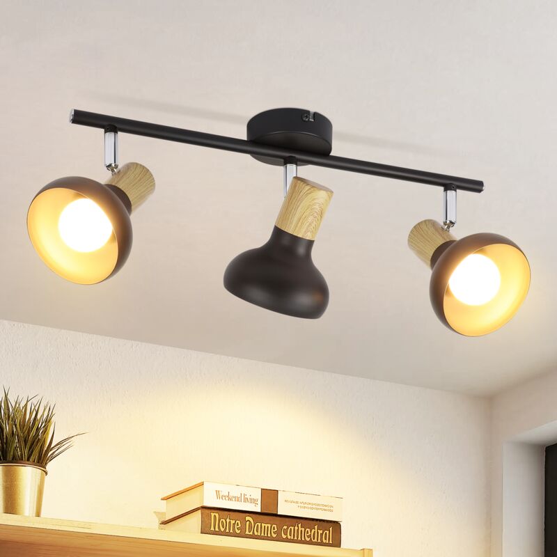 Gbly - Plafonnier Spot de Plafond Noir Vintage - Plafonnier 3 Ampoules Spot d'intérieur Abat-Jour en Fer Industriel Lampe de Couloir E14 Spot pour