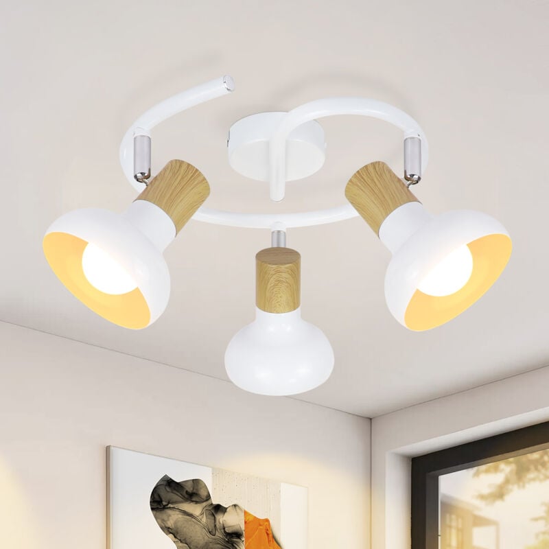 Gbly - Plafonnier Spot de Plafond Vintage Plafonnier de Couloir Industriel 3 Ampoules Lampe de Couloir Ronde Intérieur Pivotant à 350° Blancs E14