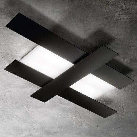 Plafonnier gea led doha pp blanc led lampe murale plafond moderne, finition métal noir