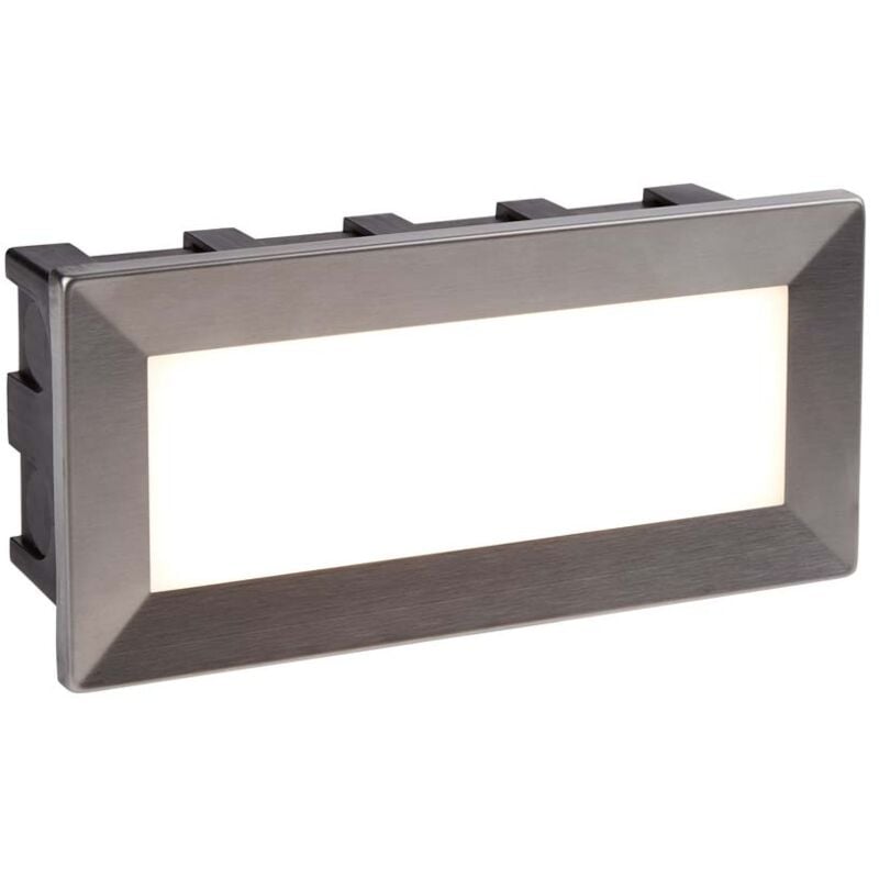 Cheville 3.5W led rectangle encastré intérieur / extérieur, acier inoxydable, diffuseur blanc opale pc