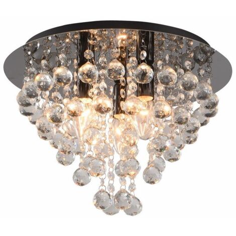 Plafonnier glamour à cristaux London noir 38cm 3xE14