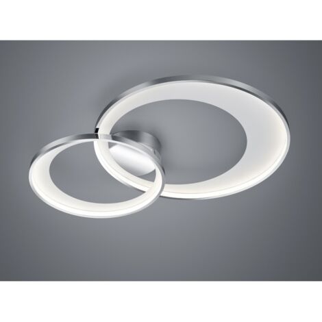 Plafonnier Granada Double Cercle Chrome Led 36w Dimmable L85 cm Trio Lighting