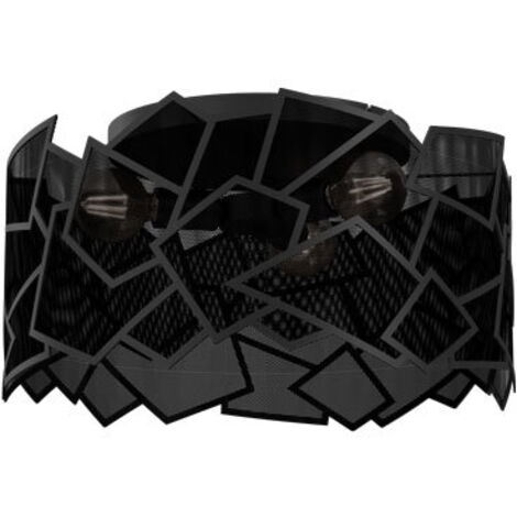Plafonnier grillage métal noir mat Camo 3xE27 Luminex