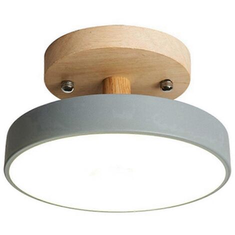 Plafonnier gris moderne à LED de style nordique avec luminaire en bois ---