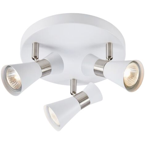 Plafonnier GU10 7W 3 têtes orientables blanc et nickel - Markslöjd - Folie