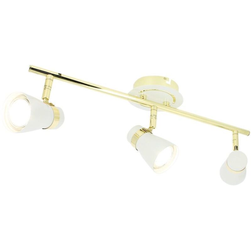 Plafonnier HAMPTON 3 Spots GU10 Blanc Mat Laiton