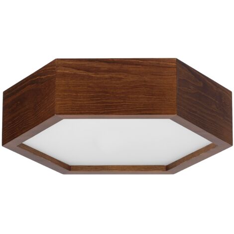 Plafonnier hexagonal LEJA 275 NOYER pour salon, cuisine, salle de bain STYLE