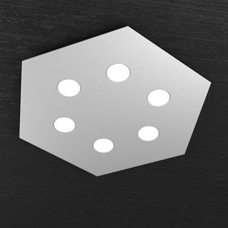 Plafonnier Hexagonal Toplight Hexagon 6 lumières max 9W avec douille GX53, structure grise, design moderne 60x69x3cm