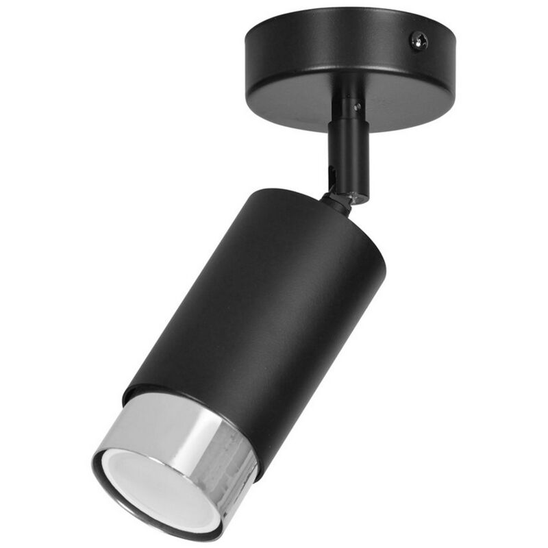 Spot d'Intérieur Hiro, Acier peint par poudrage, Noir, Chrome, 8x19x8 cm