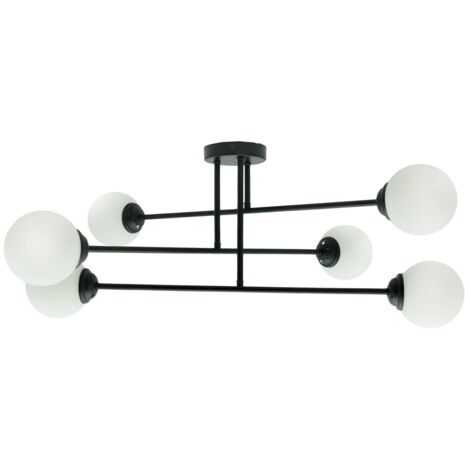 Plafonnier IdeaLED PALLE boules noir verre 6xE27 80cm