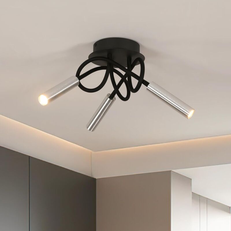 Plafonnier Industriel, 3 Lumières Lampe de Plafond led Vintage en Metal, Retro Suspension Luminaire pour Salon Cuisine Salle à Manger Chambre